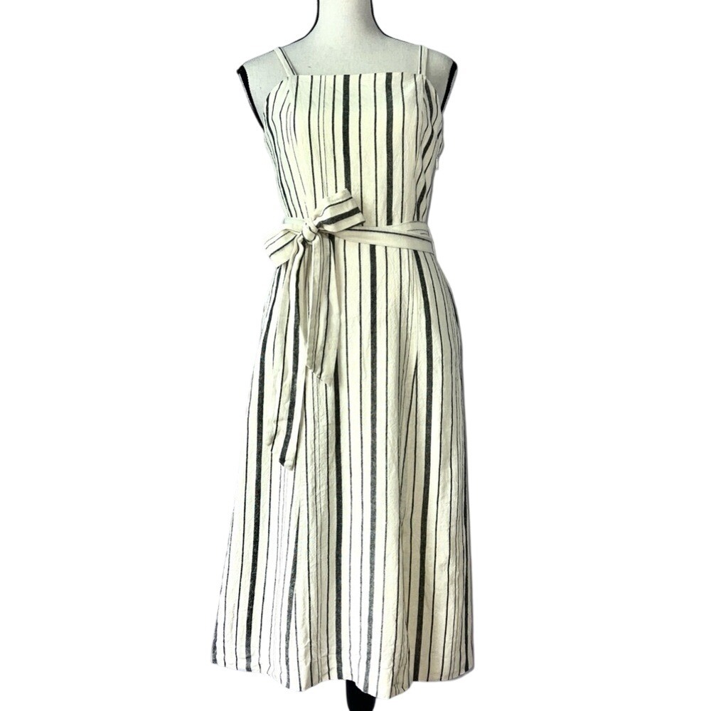 Rachel Roy Collection Woman's Striped Linen Blend Midi Slit Sundress size 0 - Picture 1 of 16